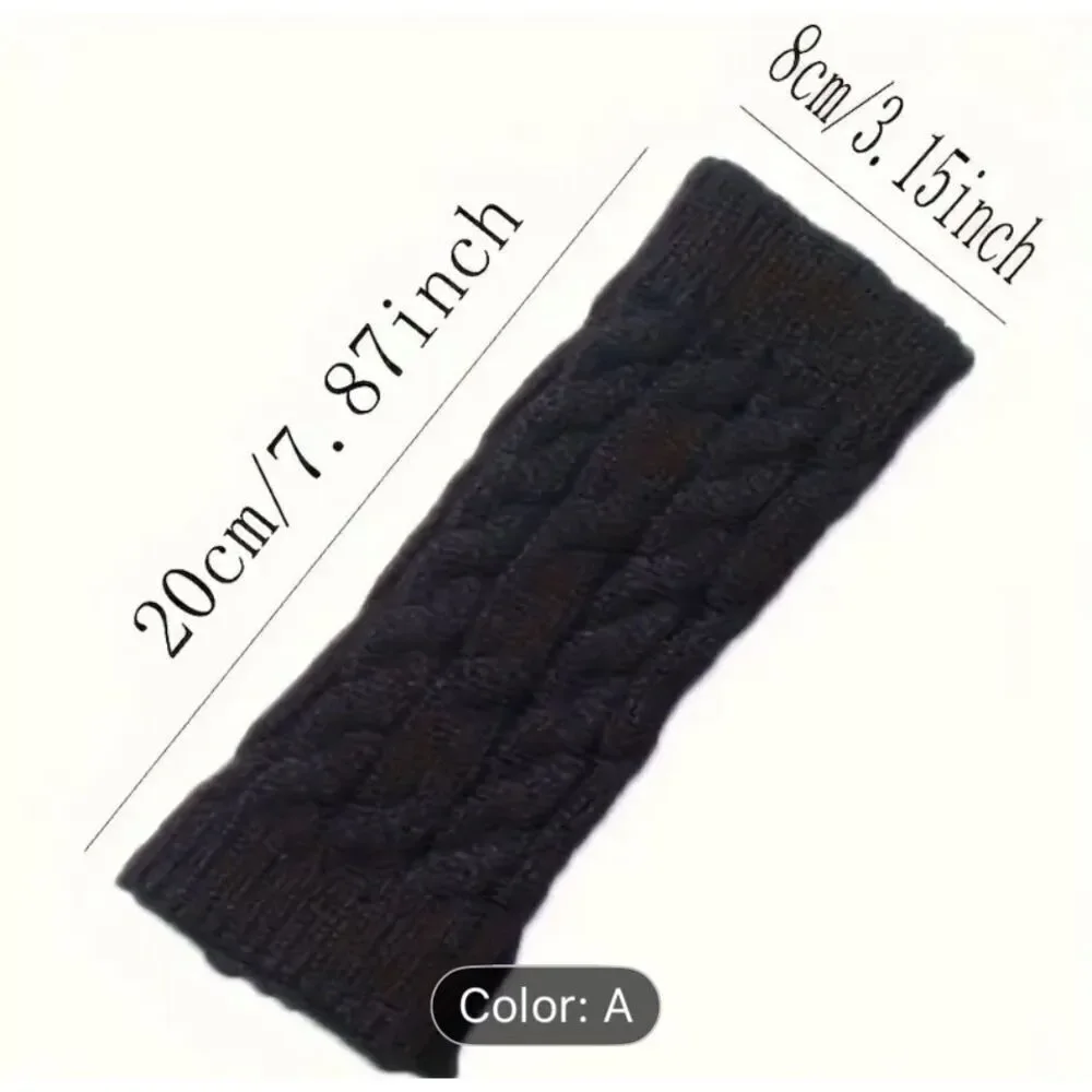 Women’s Cable Knit Fingerless Gloves Brown One Size